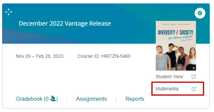 Screenshot showing Multimedia link on course tile