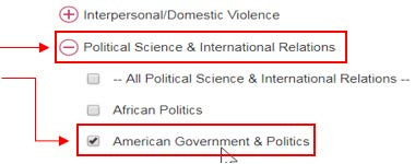 Political Science & International Relations/check the box for American Government & Politics